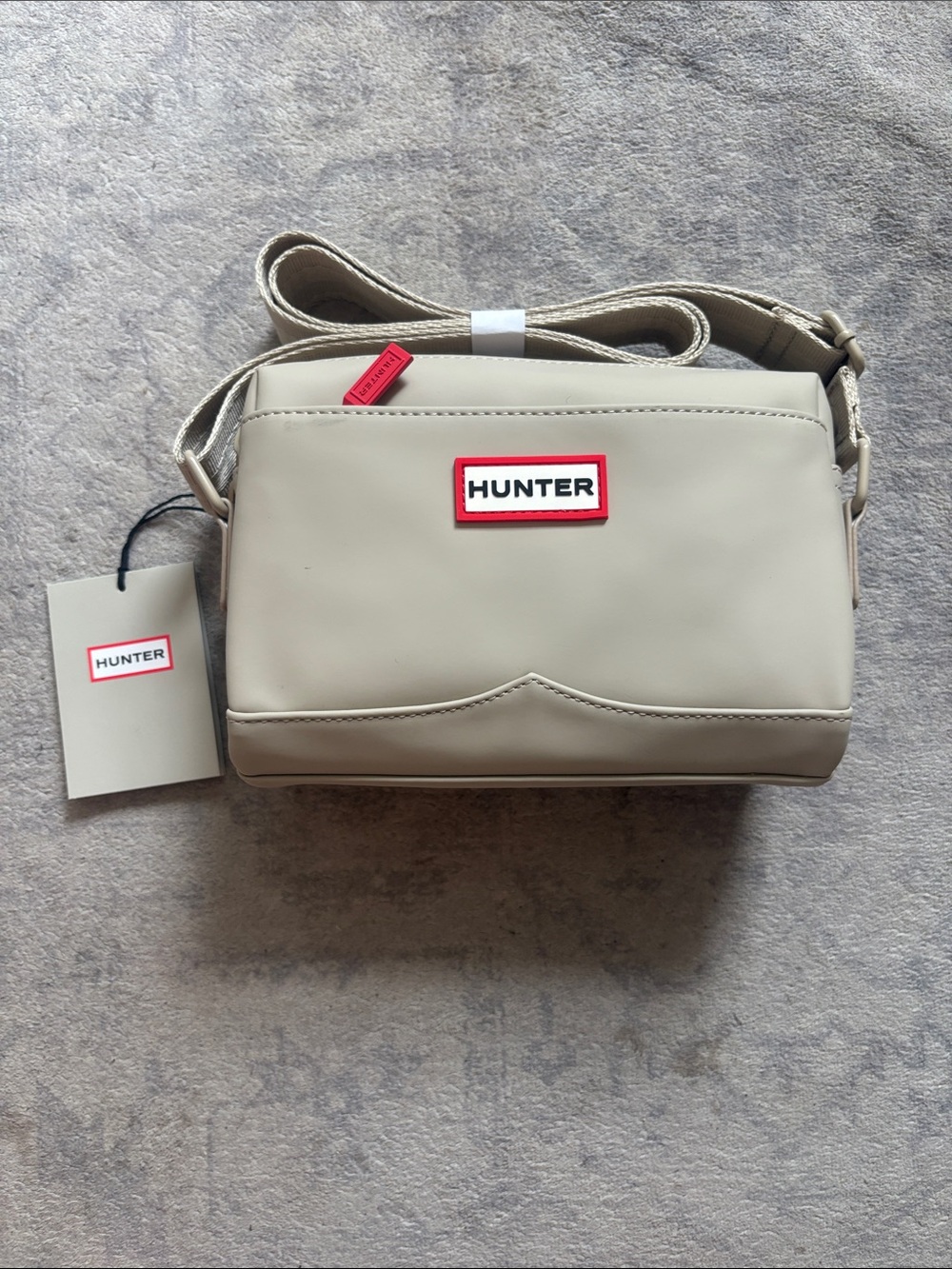Hunter Beige Crossbody with Red Logo Patch